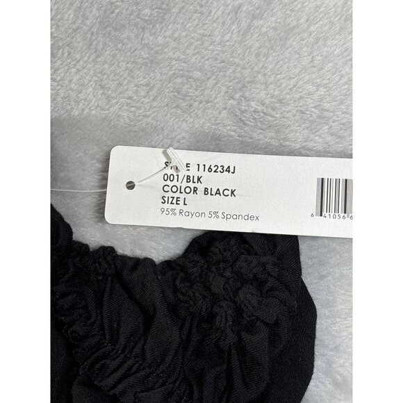 August Silk blouse Women's Large black flower lined neckline - Picture 12 of 12